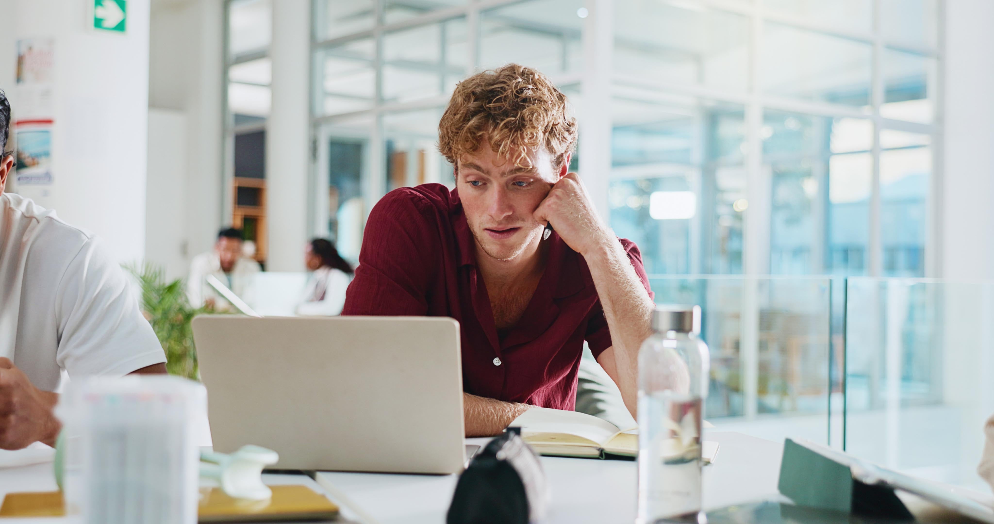 Man working with low energy and fatigue