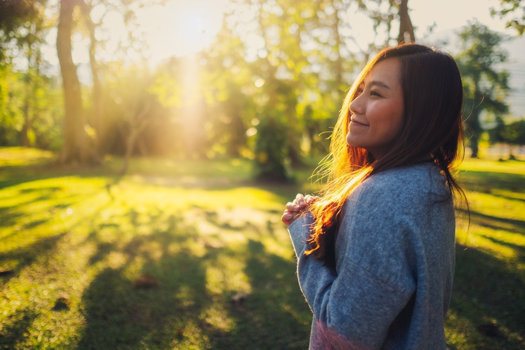 Woman outside enjoying nature