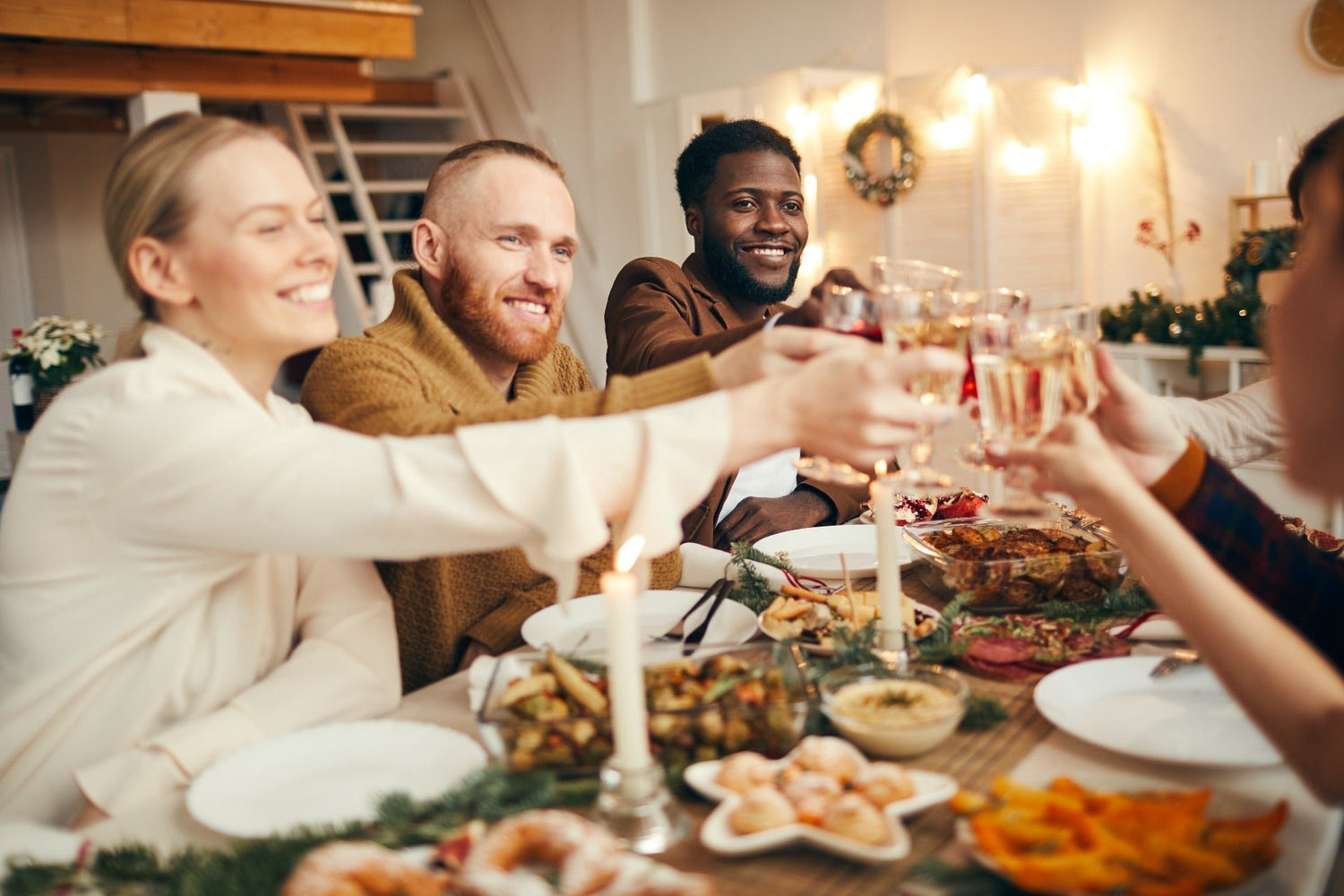 group of people enjoying holiday meal