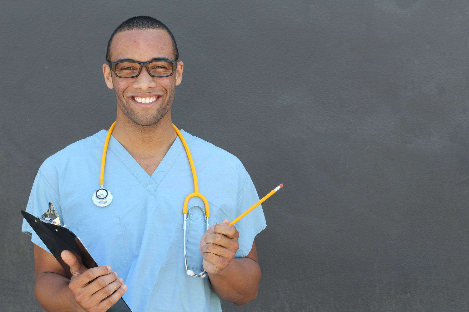 doctor in blue scrub